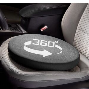 NWT Sharper Image 16” 365 Degree Swivel Black Round Cushion